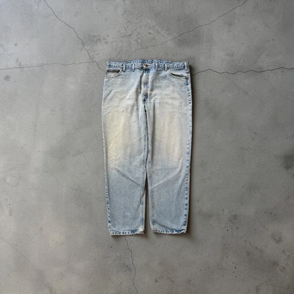vintage Carhartt jeans light wash blue denim 100% cotton relaxed fit mens 46x32